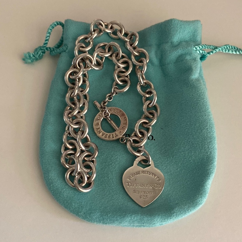 Tiffany And Co Silver Heart Tag Toggle Choker